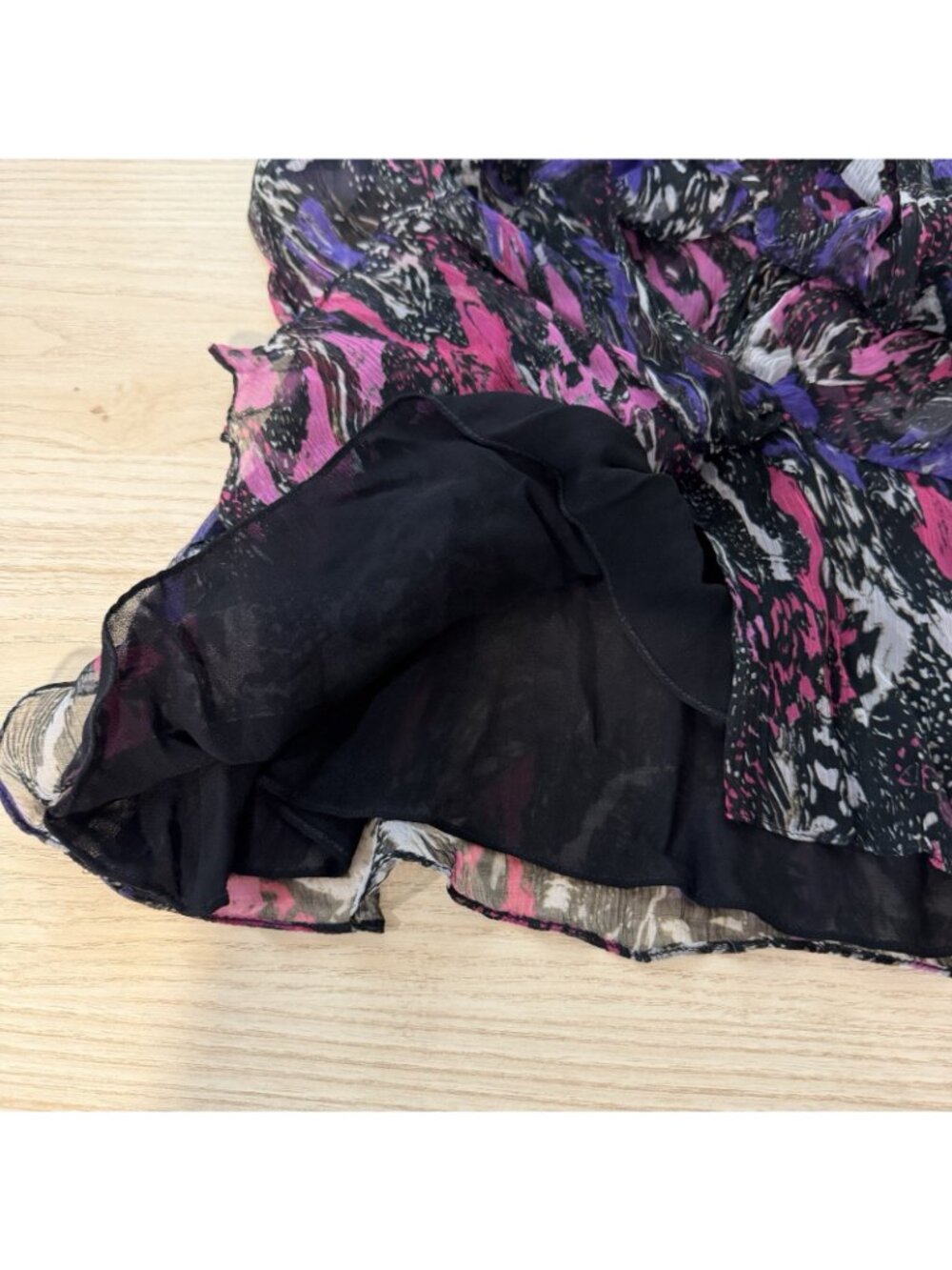 IRO Street Marble Blouse Size 36 US Small 4 Sheer Chiffon Multi Twist Knot Front - Picture 10 of 14